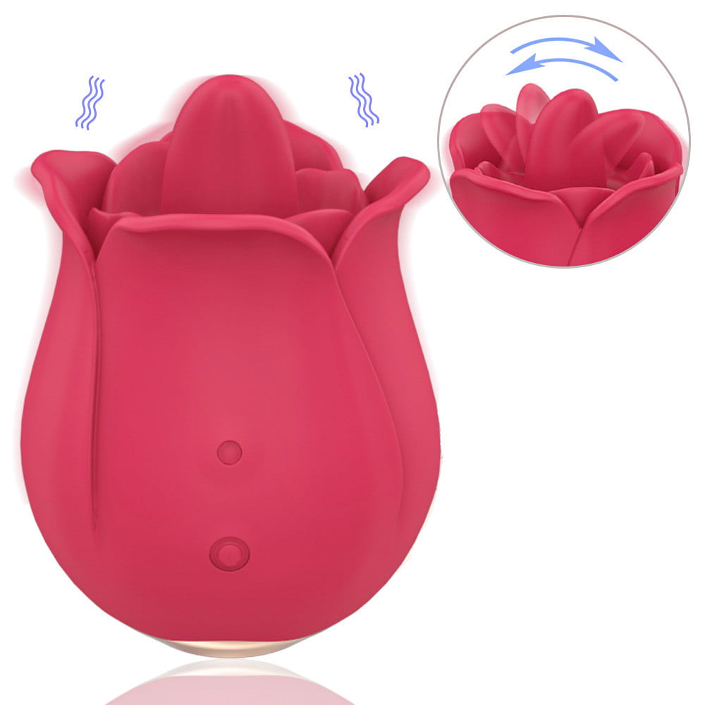 Rose Toy Vibrator for Women Tongue Licking Mini Stimulator with 9 Vibrating 9 Licking Pleasure for Clitoris & Nipple Stimulation, Personal Massager Adult Sex Toys for Women Couples-Rose Red