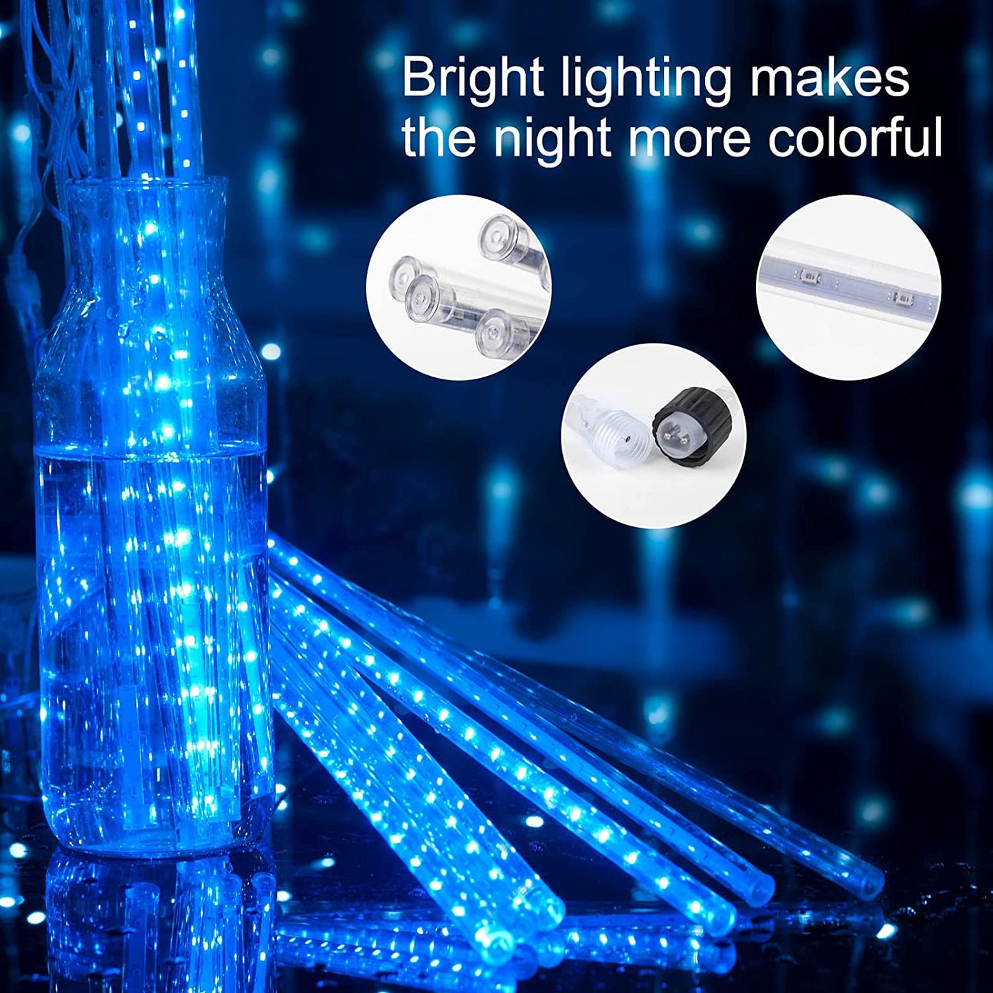 Christmas Lights, Meteor Shower Lights, 12 inch 10 Tubes 240 LED Rain Falling Icicle Cascading Lights, Christmas String Lights Outdoor, Outdoor Icicle Christmas Light for Xmas Tree Holiday Decor