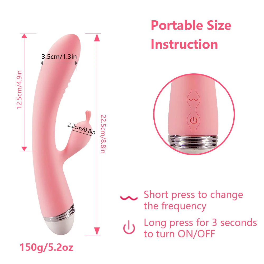 Powerful Rabbit Vibrator for G Spot Vaginal Stimulation with 12 Vibration, Waterproof Adult Sex Toys for Women and Couples ,Pink