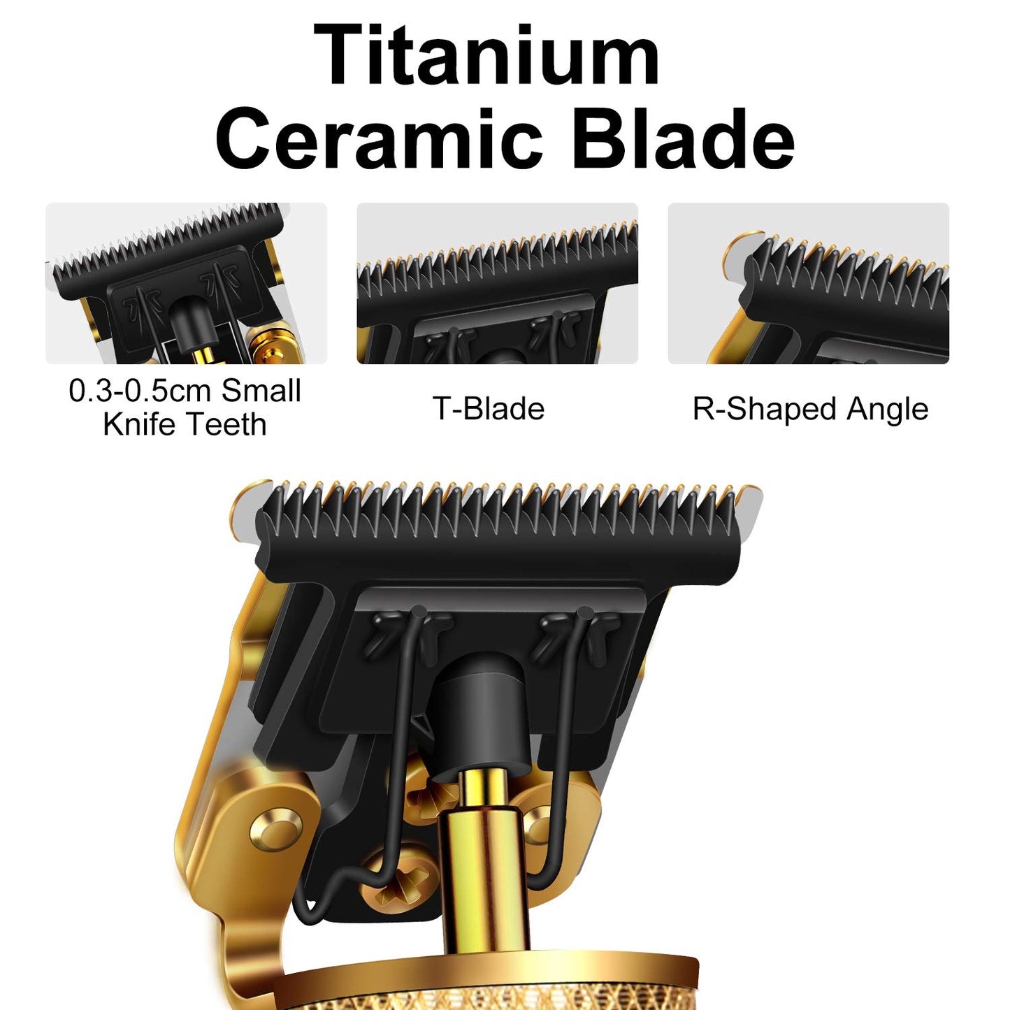 Hair Clippers for Men,Cordless Rechargeable Hair Trimmer Metal Body Cutting Grooming Kit Beard Shaver Barbershop Professional (Gold)