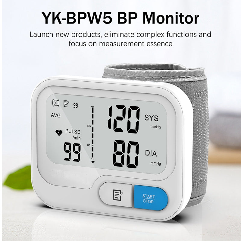 Blood Pressure Machine, Wrist Blood Pressure Monitor  Cuff with Large LCD Display, Automatic BP Monitor with Reading Memory Voice for Home Use