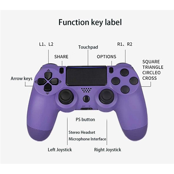 Wireless Bluetooth Controller for PS4 Gamepad Joypad, Purple