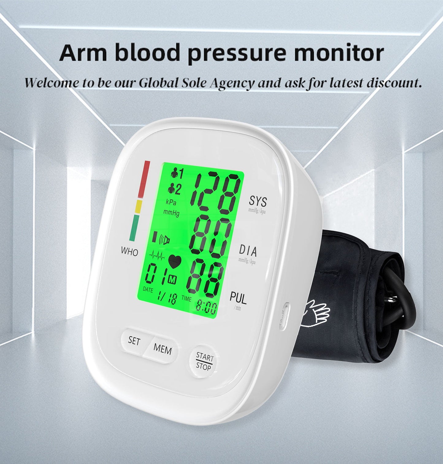 Upper Arm Blood Pressure Monitor, Electric Automatic Sphygmomanometer,  Blood Pressure Monitor for Home Travel Use