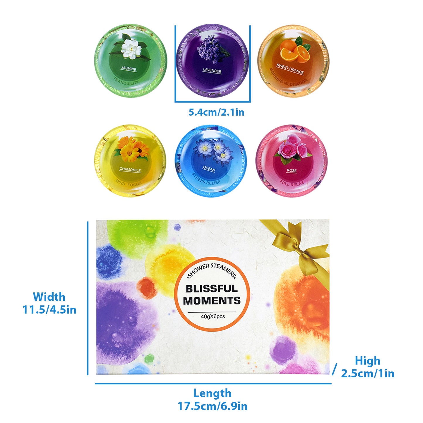 Elecsop Shower Steamers - Set of 6 Natural Organic Bath Bombs for Relaxation and Stress Relief