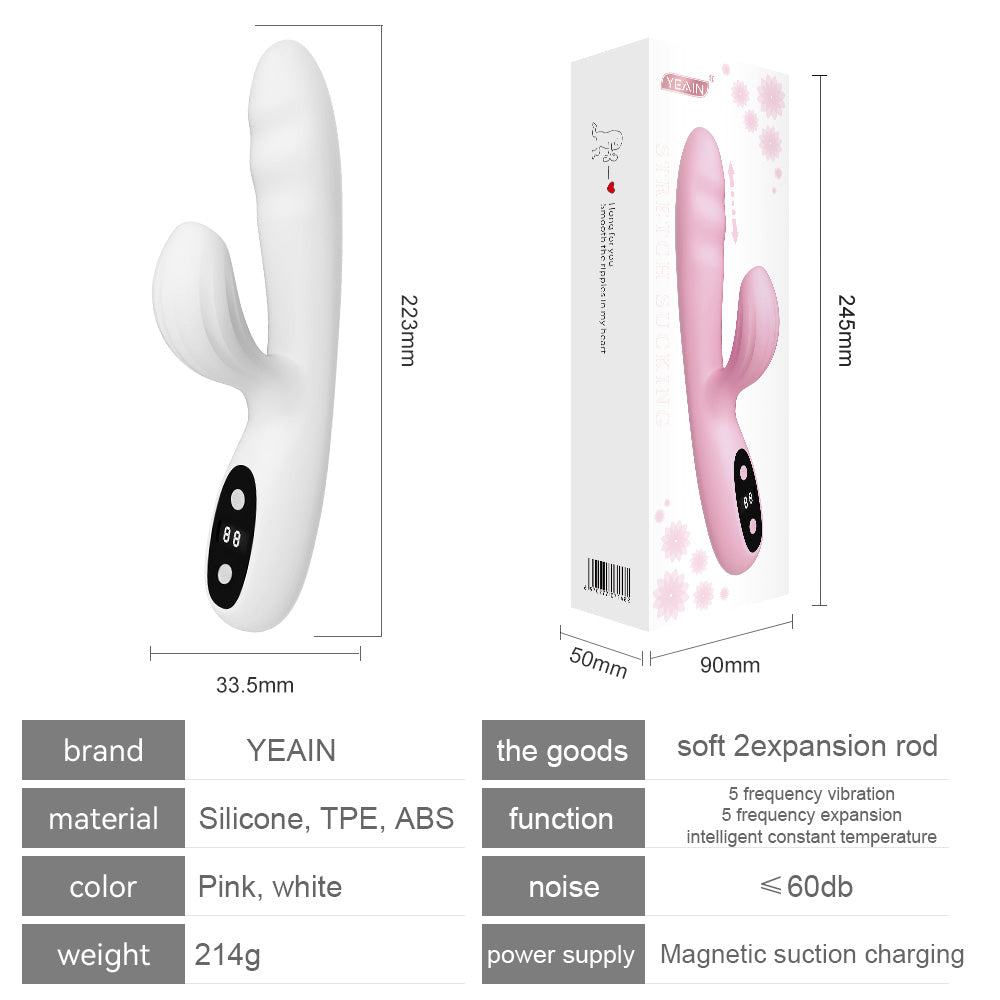 Toy Vibrator for Women 2 in 1 Clitoral Stimulator G Spot Vibrator with 10 Tongue Licking Modes Telescopic & Heating Function Adult Sex Toyl