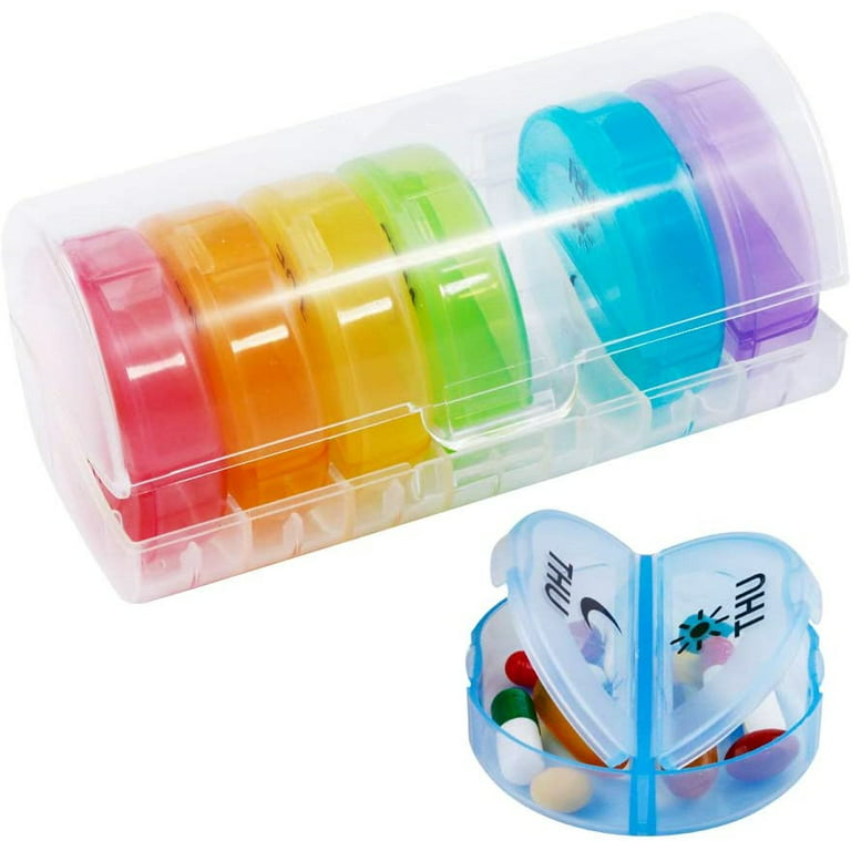 Daily Pill Organizer, Weekly AM/PM Pill Box, Pill Case Medicine Organizer, 7 Day Pill Container, Vitamin Organizer