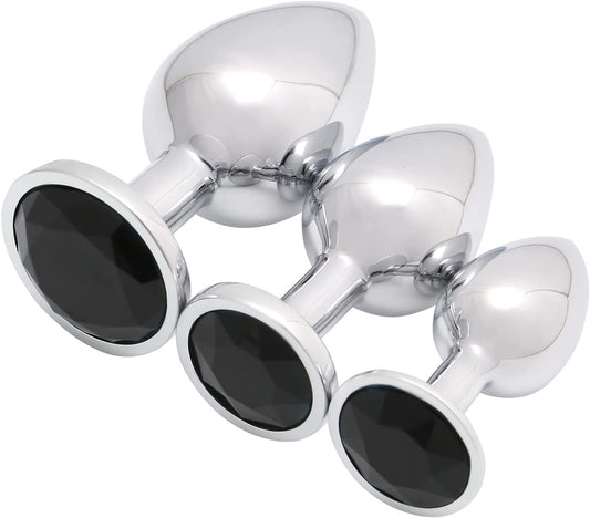 CENTEREL 3 Pcs Luxury Jewelry Design Fetish Anal Butt Plug-Black