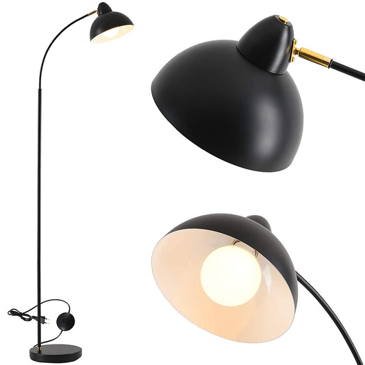 HAPPYLOST Floor Lamp for Living Room, Dimmable Standing Lamp with 2 Color Temperature, Industrial Floor Lamps, Modern Adjustable Gooseneck LED Reading Lamp(Bulbs Included)