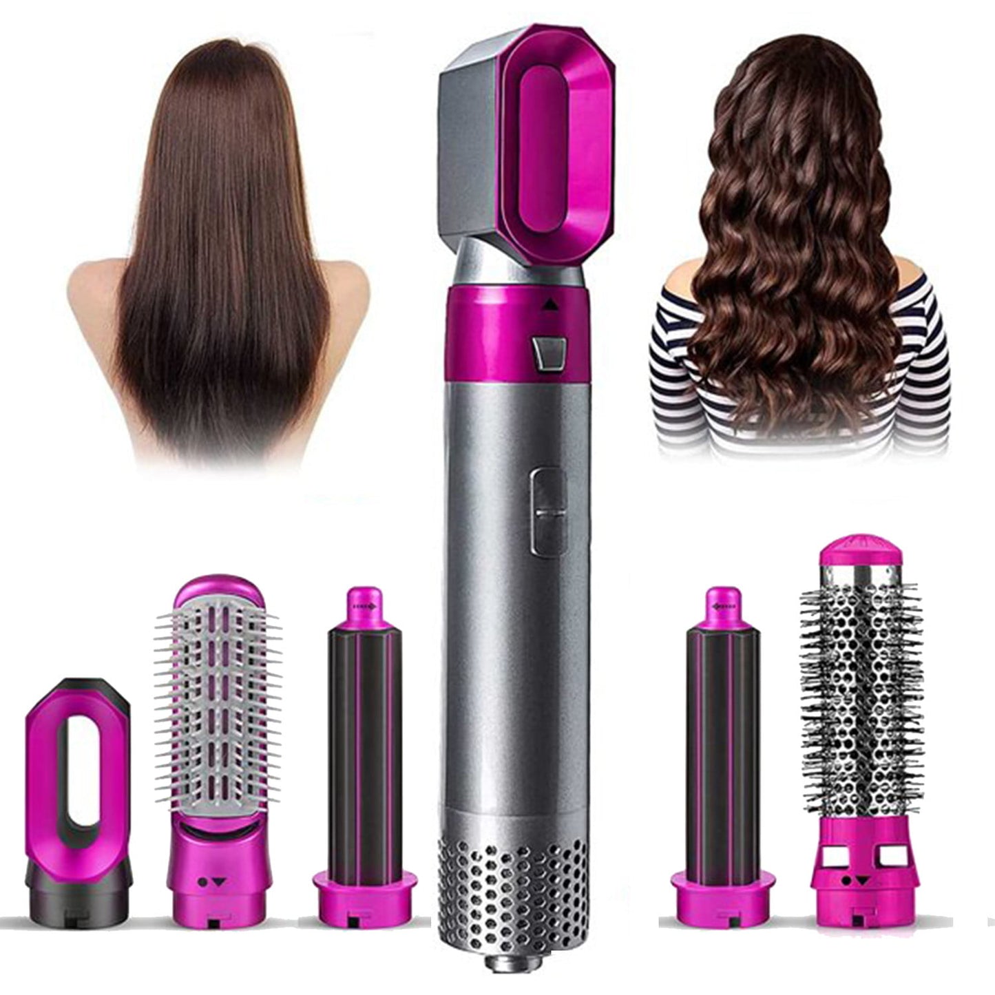 Elecsop 5 in 1 Hot Air Comb, Adjustable Heat Hair Dryer, Hot Air Brush Styler And Volumizer, Hair Straightener Curler Comb, Negative Ion One Step Hair Dryer Brush