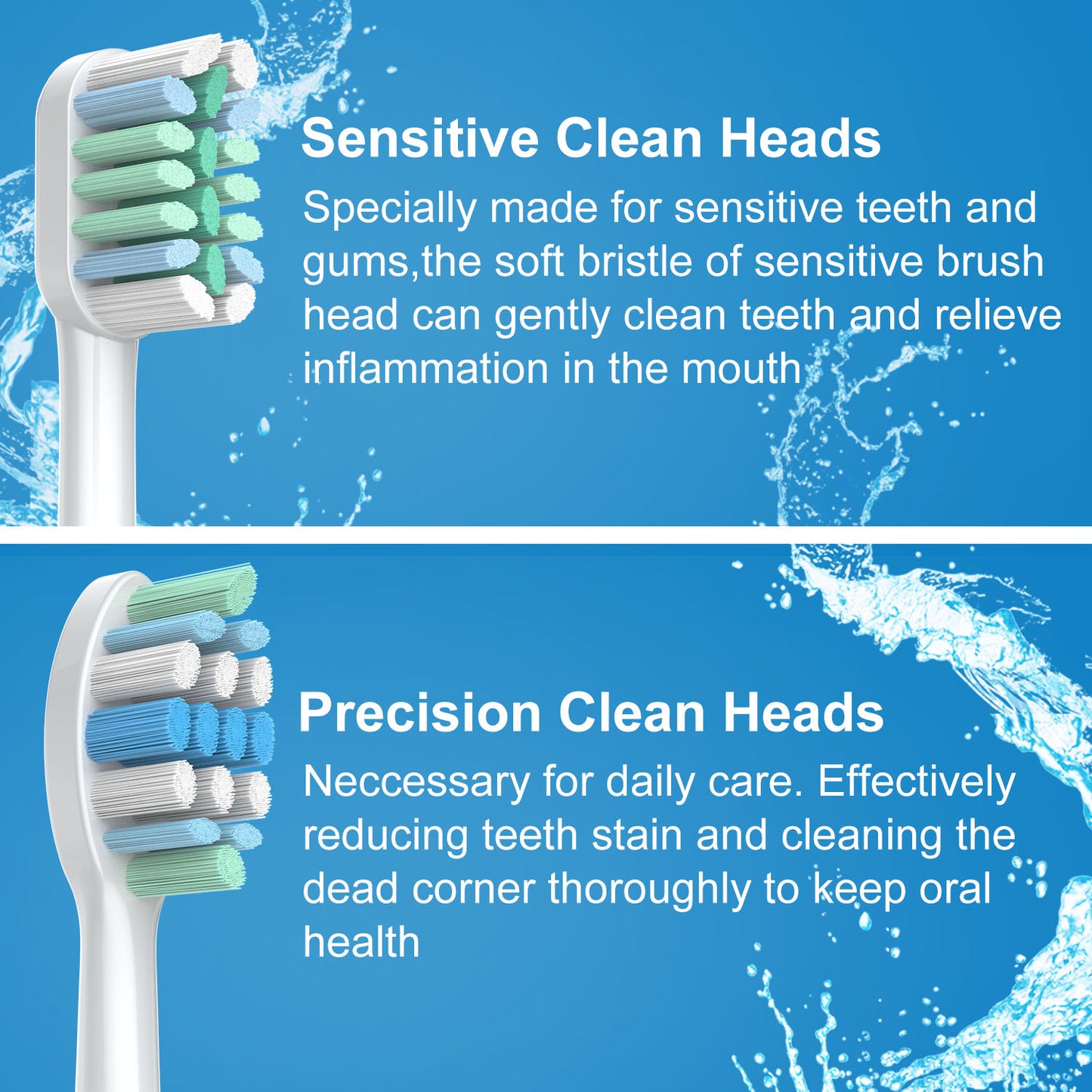 Replacement Toothbrush Heads, 8 Pack Generic Replacement Toothbrush Heads Compatible with All Philips Sonicare Click-on Rechargeable Toothbrush Handles