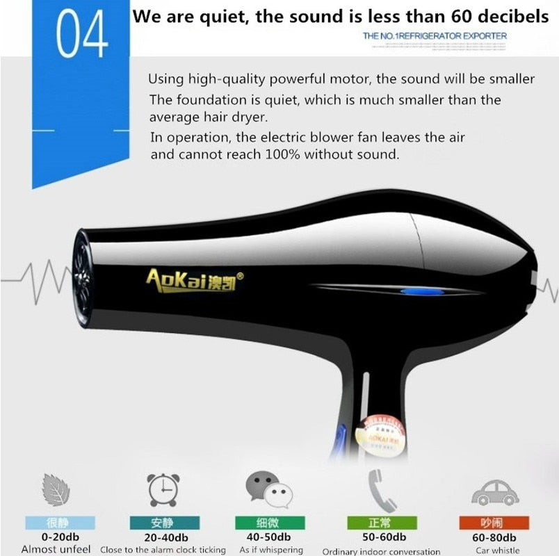 220V Household Hair Dryer High Power 2200W Electric Hair Dryer Hair Dryer Household Salon Hairdressing Blow Cartridge EU Plug