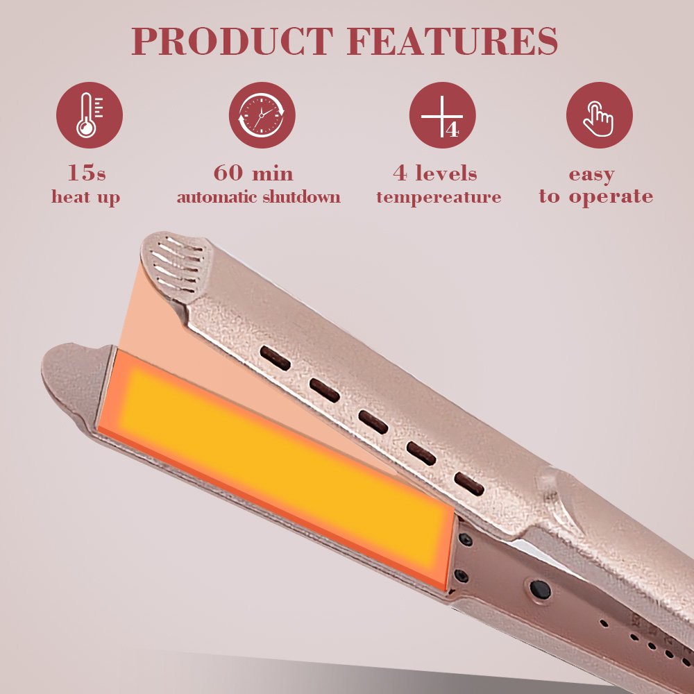 2 in 1 Flat Iron, Laverner Hair Straightener and Curling Iron, Tourmaline Ceramic Twist Straightening Flat Iron for Curls, Waves, Straight hair