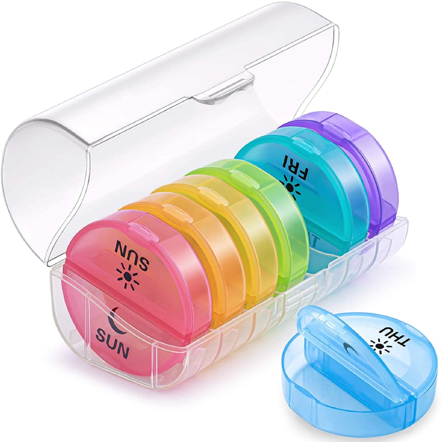 Daily Pill Organizer, Weekly AM/PM Pill Box, Pill Case Medicine Organizer, 7 Day Pill Container, Vitamin Organizer