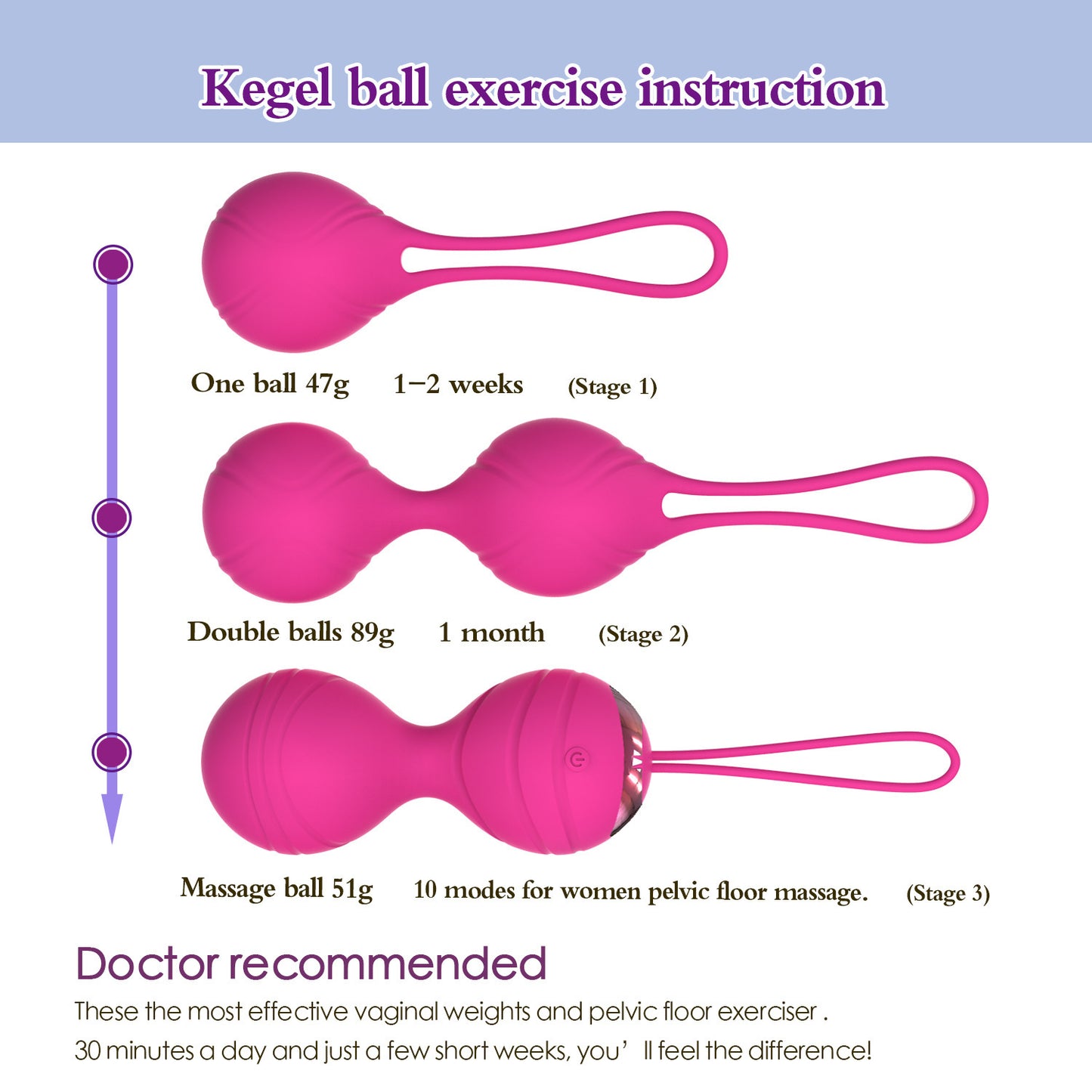 Kegel Ball for Tightening - Recommended Kegel Exercise Weights for Women & Pelvic Floor Exercises for Beginners & Advanced，Strengthens Pelvic Floor and Resolves Incontinence(3-Piece Set)