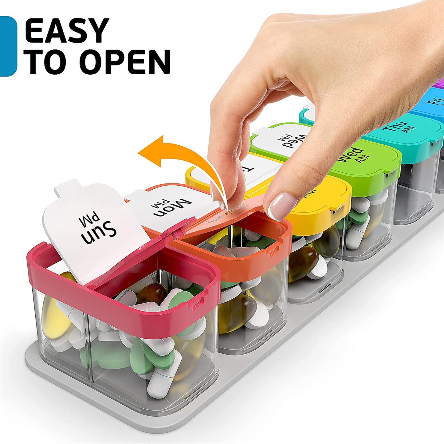 Large 7 Day Pill Organizer, 2 Times a Day Pill Box Case, XL Am Pm Pill Container Holder, Daily Medicine Organizer, Weekly Medication Vitamin Organizers