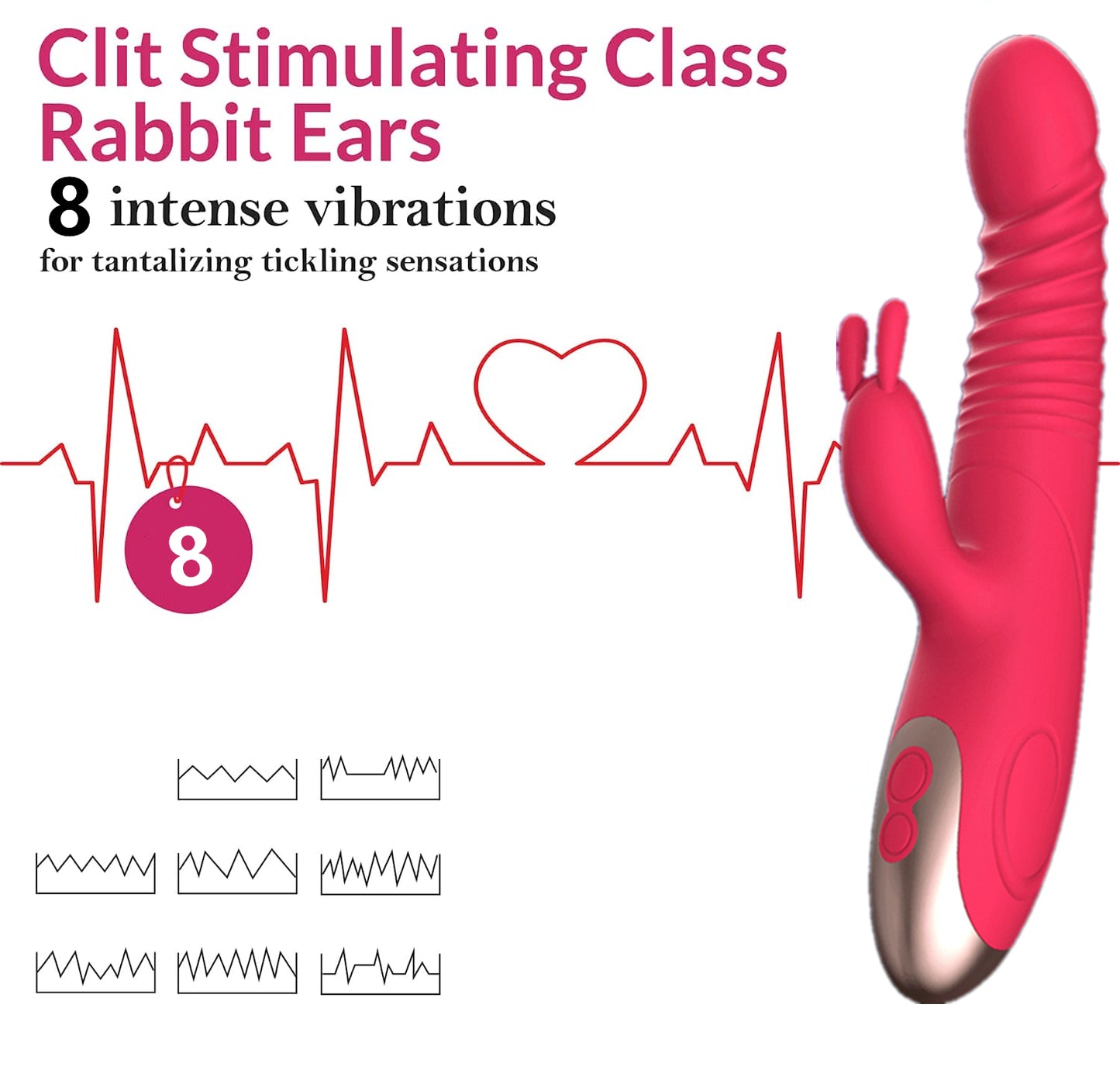 Centerel Vibrator Rabbit Massager G-spot Vibrator with 8 Vibration & 7 Stretch Adult Sex Toys for Women and Couples