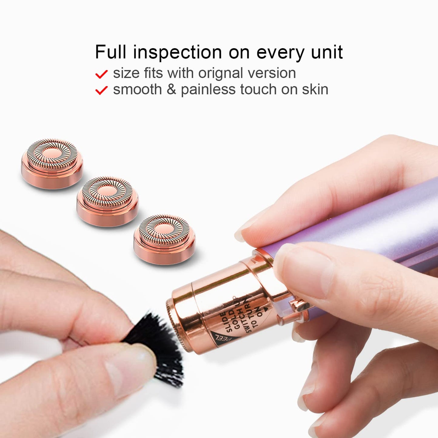 Replacement Heads For Flawless Facial Hair Remover Gen 2,Double Halo Replacement Blades For Flawless Good Finishing and Soft Touch, 18K Rose Gold 6 Count