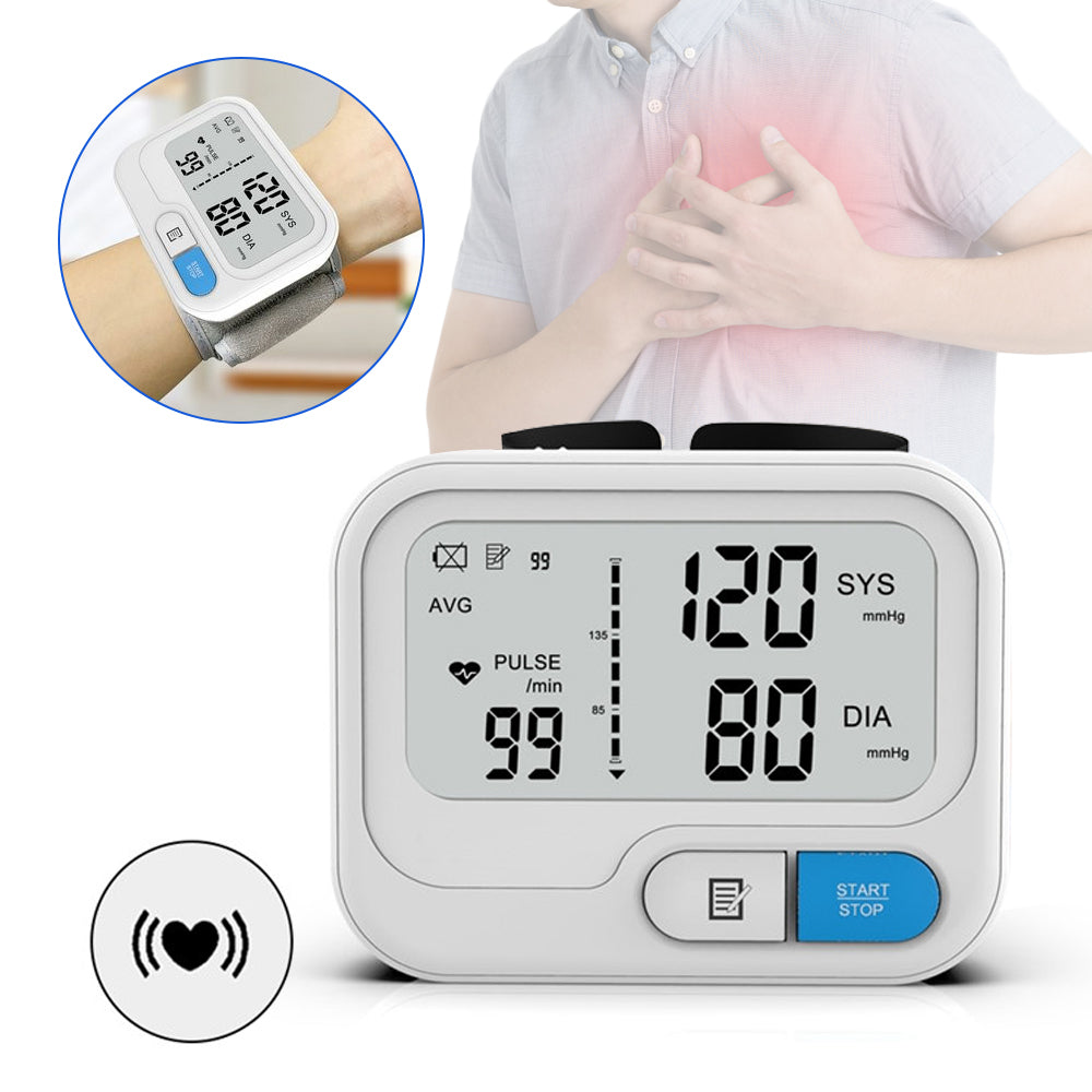 Blood Pressure Machine, Wrist Blood Pressure Monitor  Cuff with Large LCD Display, Automatic BP Monitor with Reading Memory Voice for Home Use