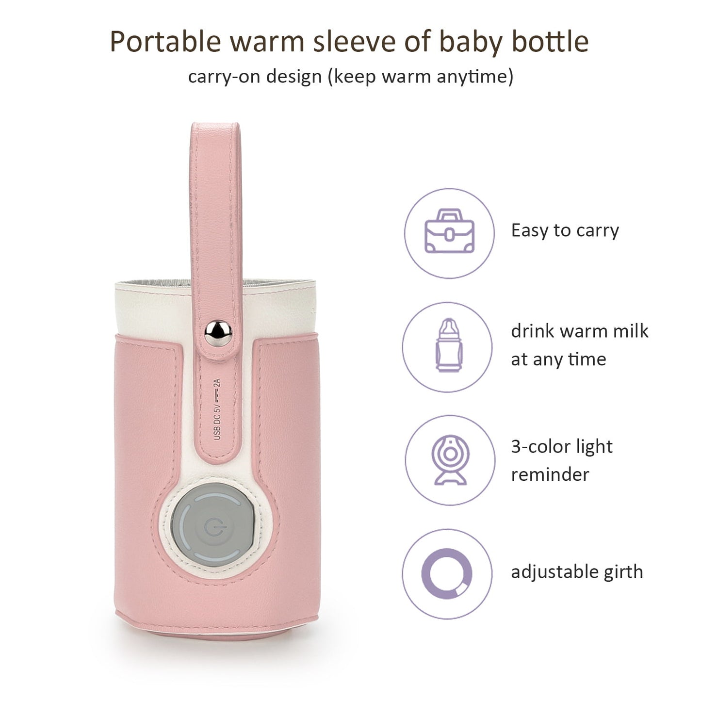 Yadala Bottle Warmer, Portable Baby Bottle Warmer with 3 Levels Constant Temperature for Feeding Daily Use Travel