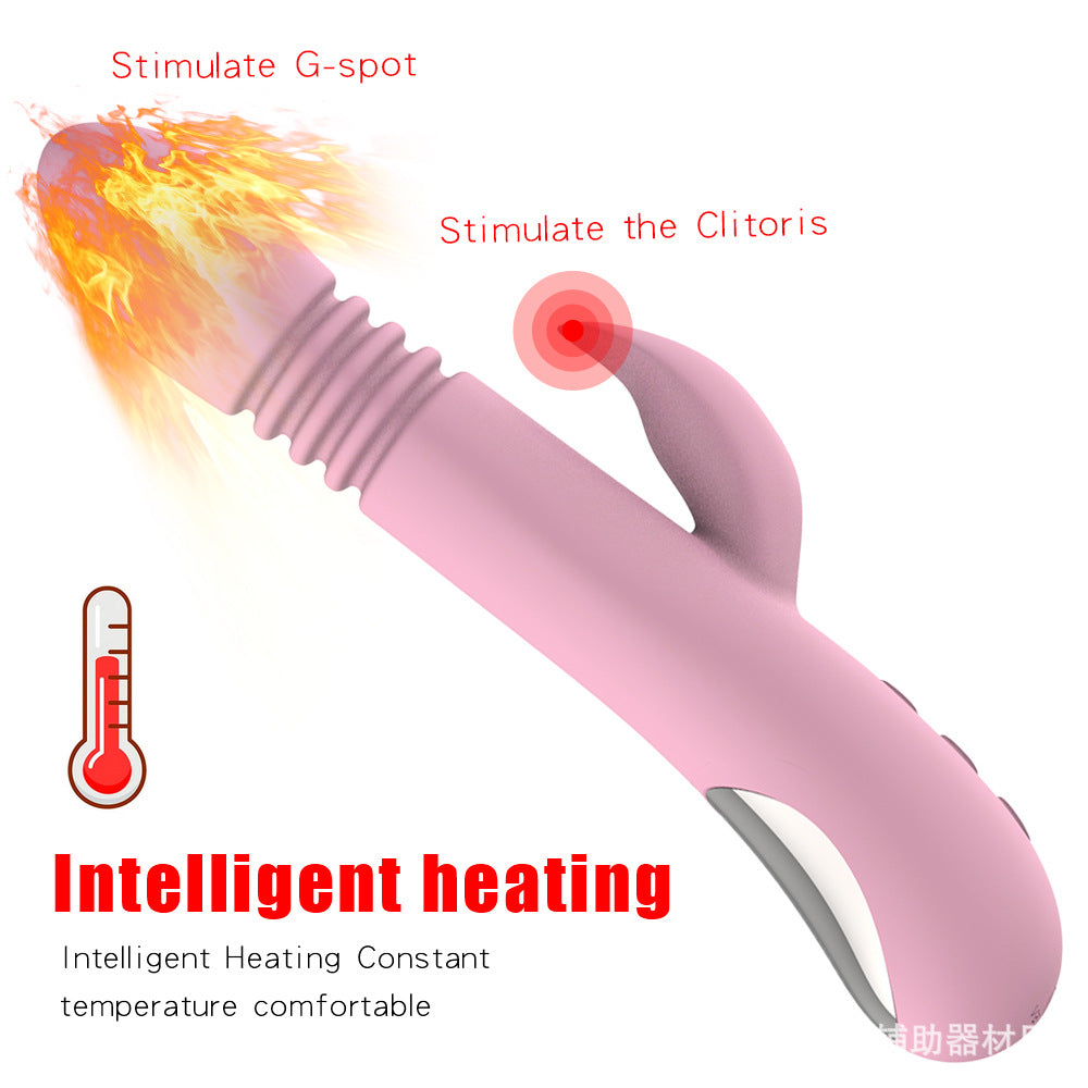 Thrusting Rabbit Vibrator for Women G-Spot Stimulating Sex Toy Centerel Vibrator with 10 Powerful Vibrations and 10 Stretch Modes and Heating