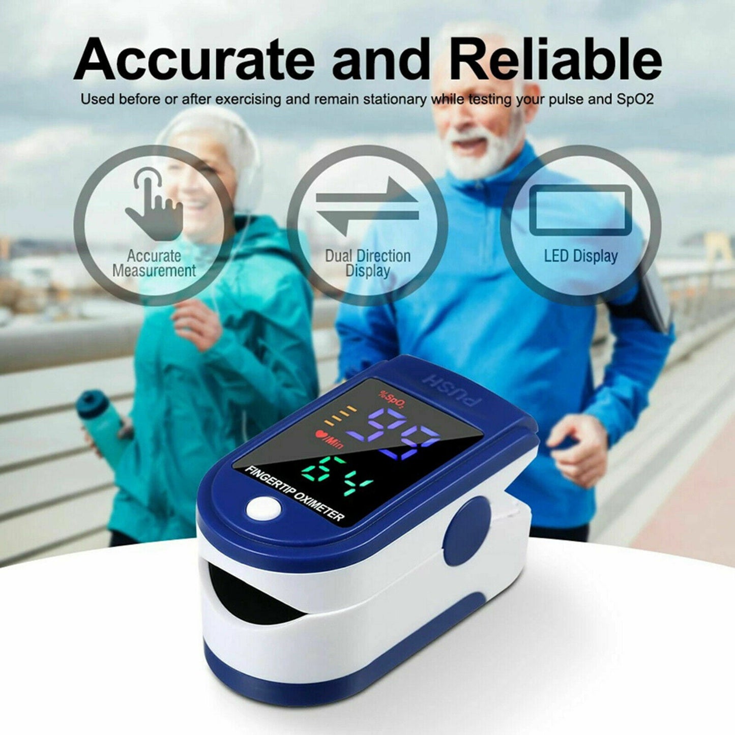 Portable Finger Pulse Oximeter, Heart Rate SPO2 Monitor Blood Oxygen LED