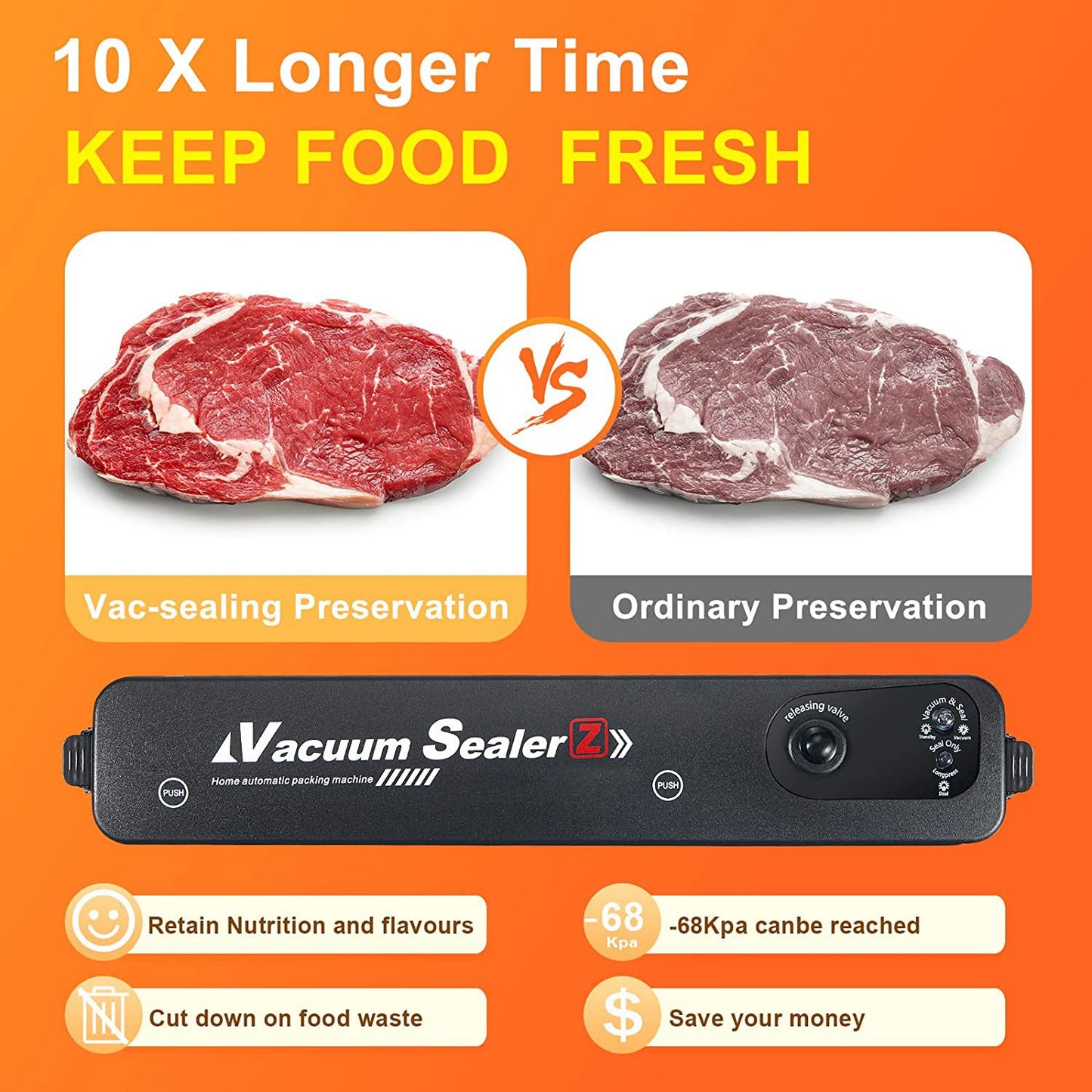 Vacuum Sealer Machine  Automatic Food Sealer with 4PCS Vacuum Bags, One-key Auto Food Sealers Vacuum Packing Machine with for Food Preservation, Dry & Moist Universal, Moisture Proof