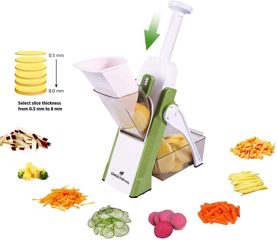 Vegetable Chopper 5 in 1 Veggie  Dicer French Fry Potato Cutter Kitchen Chopping Artifact Safe Upright Chopper for Fruit Vegetables