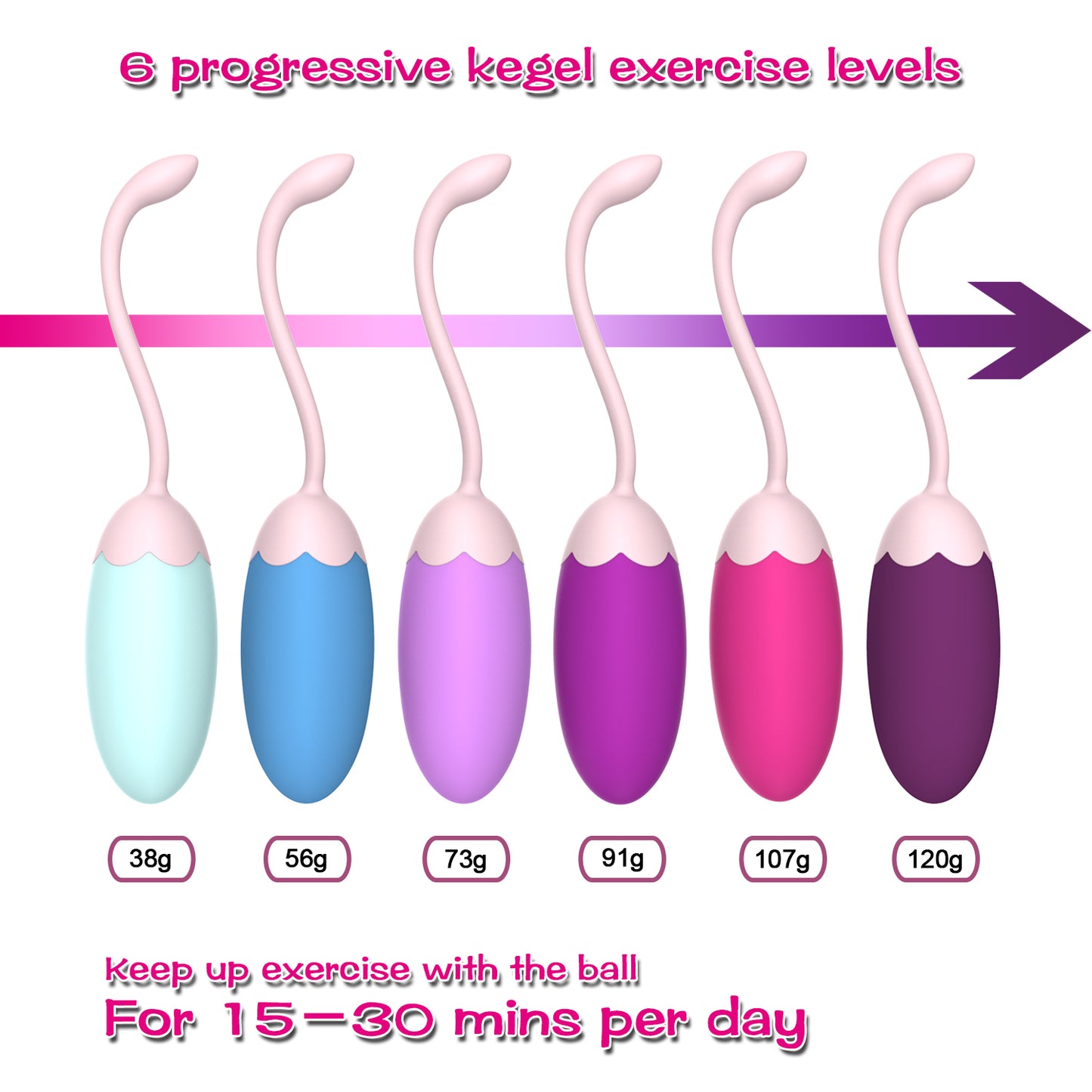 Kegel Balls Exercise Weights Centerel Silicone Kegel Balls for Women, Set of 6