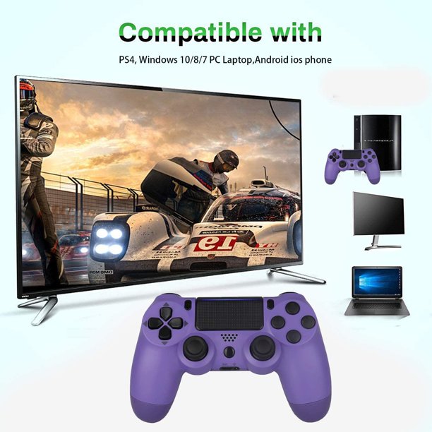 Wireless Bluetooth Controller for PS4 Gamepad Joypad, Purple