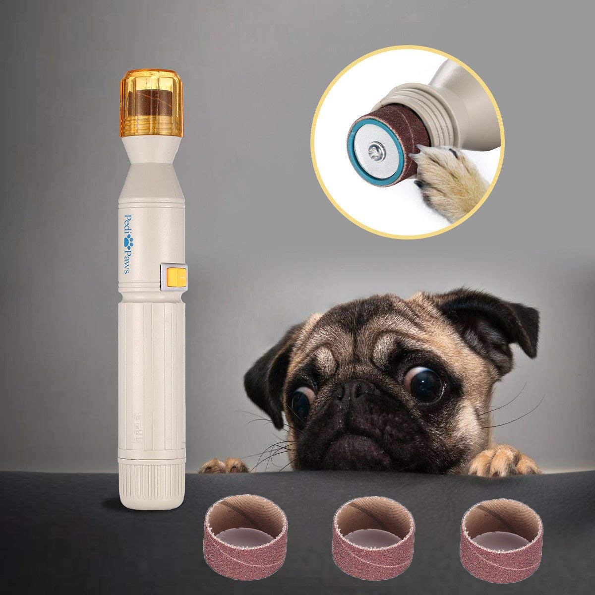 Pedi Paws Dog Nail Grinder, Professional Electric Pet Nail Grinder, Gentle Filing Wheel for Your Pet's Happy Paws