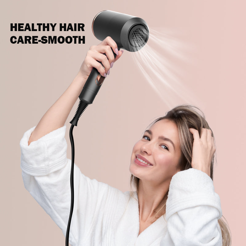 1800W Ionic Hair Dryer, Professional Negative Ion Hair Blow Dryer with Diffuser &2 Nozzles for Curly Hair, Powerful AC Motor, 3 Heating/2 Speed/Cold Settings for Women Men Kids Salon