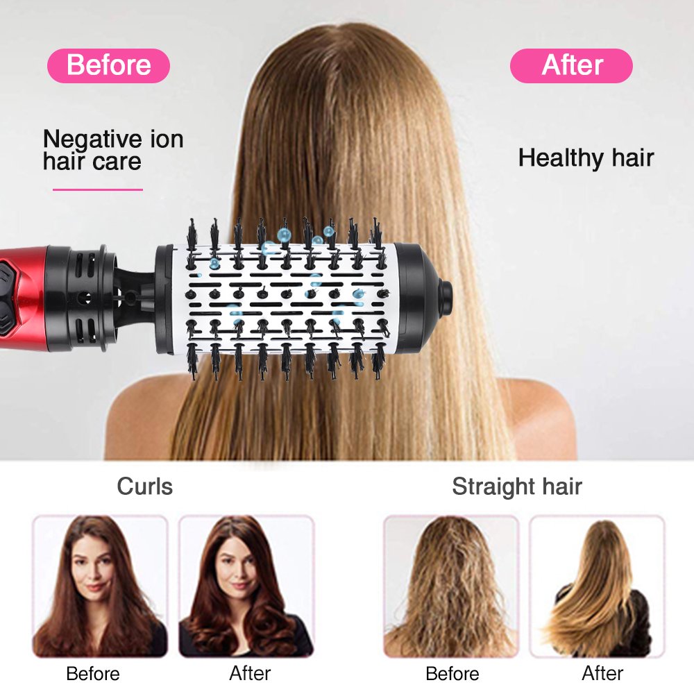 Hair Dryer Brush, Rotating Hot Air Brush, One-Step Hair Dryer And Volumizer, Ceramic Negative Ion Curling Straightening Brush