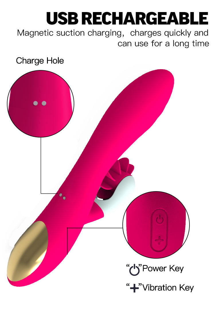 G Spot Vibrator ,IP X7 Waterproof Rose Sex Toys for Vaginal G-spot Stimulation,Waterproof Dildo Vibrator with 12 Frequency Vibrations Dual Motor Stimulator for Women or Couple Fun(Rose Red)