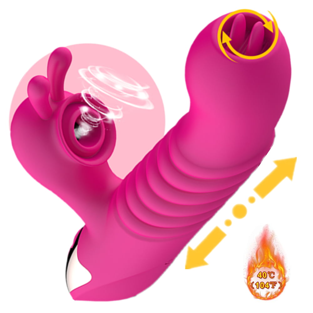 Centerel Rabbit Vibrator Sex Toys with Vibrating Sucking Licking & Telescoping Function for G-Spot Stimulation Vibrator for Women