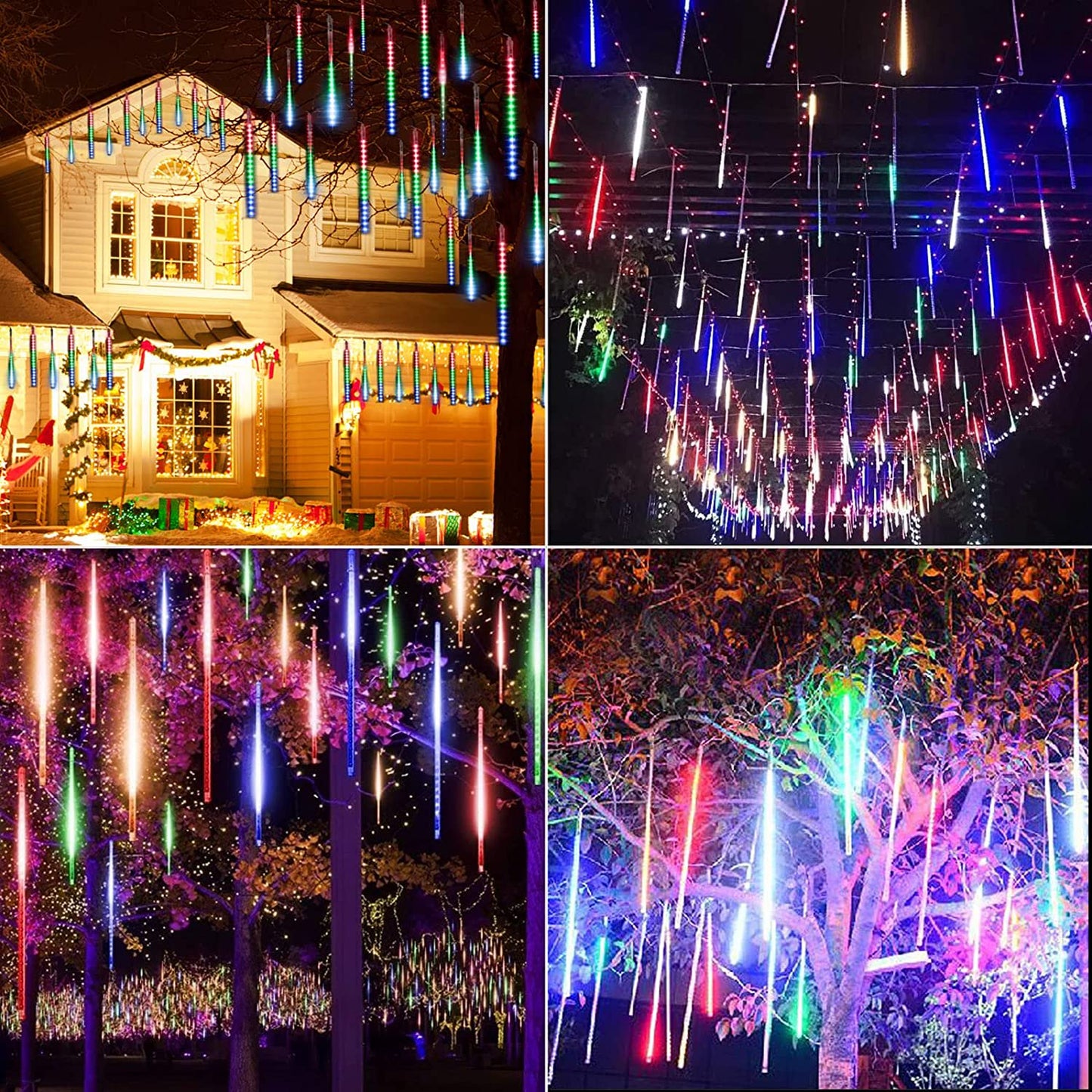 Christmas Lights, Meteor Shower Lights, 12 inch 10 Tubes 240 LED Rain Falling Icicle Cascading Lights, Christmas String Lights Outdoor, Outdoor Icicle Christmas Light for Xmas Tree Holiday Decor