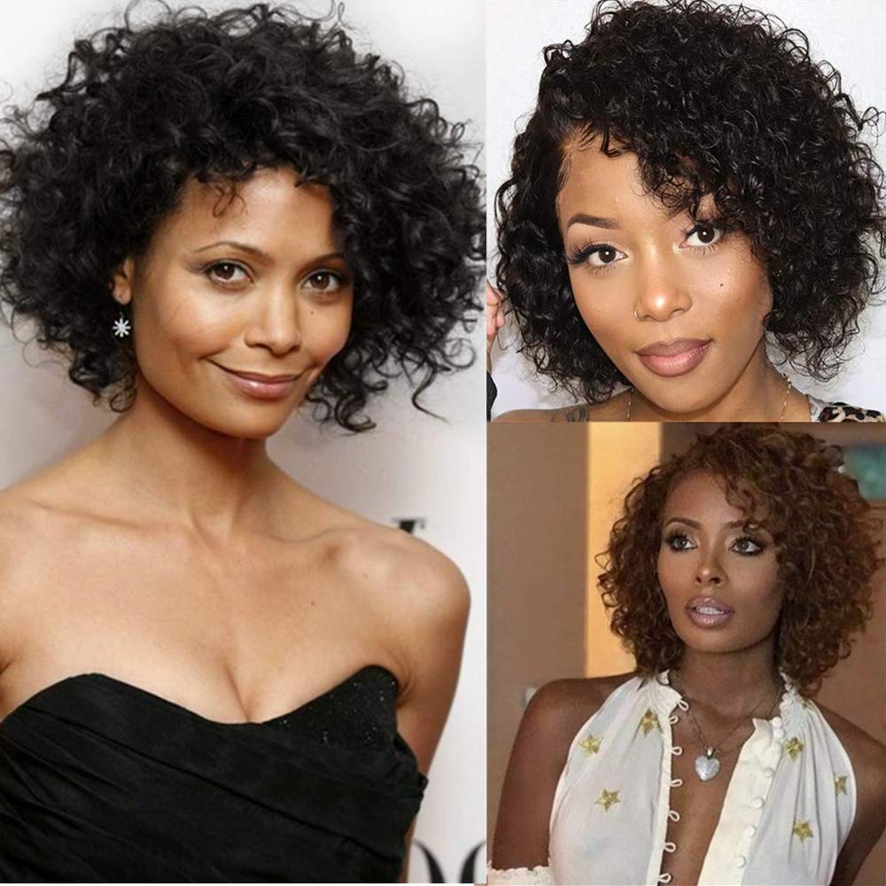 Human Hair Wigs 10 inch Short Kinky Curly Brazilian Wigs For Black Women Short Wigs No Lace Front Natural Color