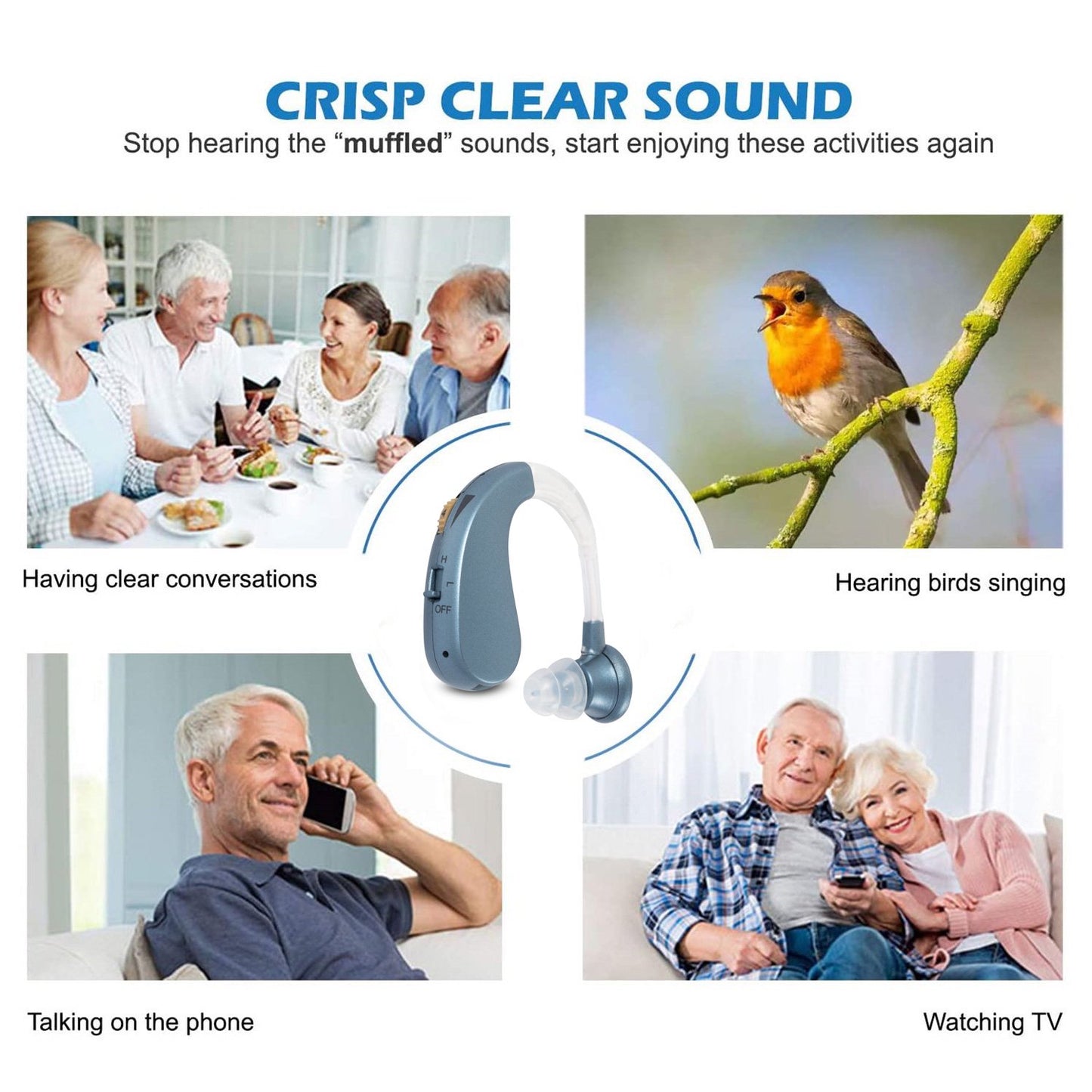 Hearing Amplifiers for Seniors Rechargeable with Noise Cancelling, Ear Hearing Amplifiers with Feedback Cancellation