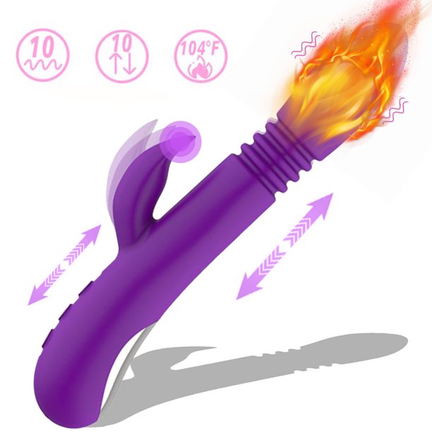 Thrusting Rabbit Vibrator for Women G-Spot Stimulating Sex Toy Centerel Vibrator with 10 Powerful Vibrations and 10 Stretch Modes and Heating