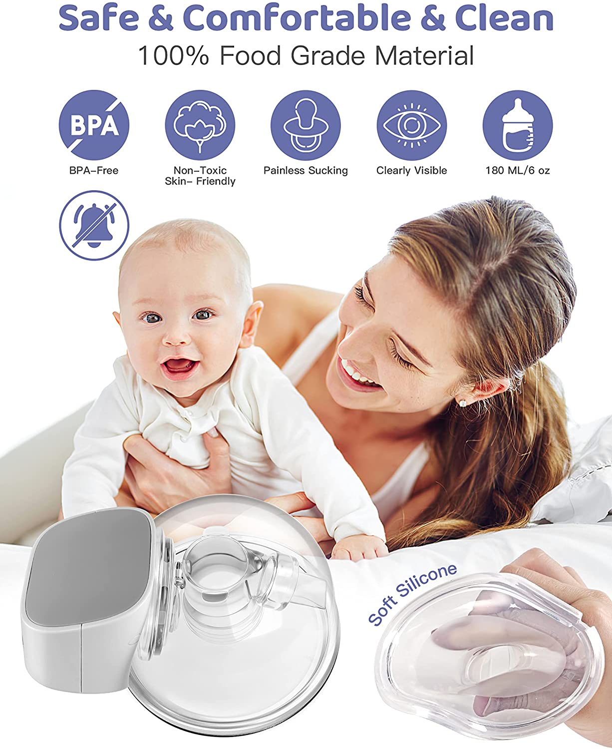 Electric Breast Pump Baby Feeding Hands-Free Painless Strong Breast Pump Portable Electric Breast Pump-Green