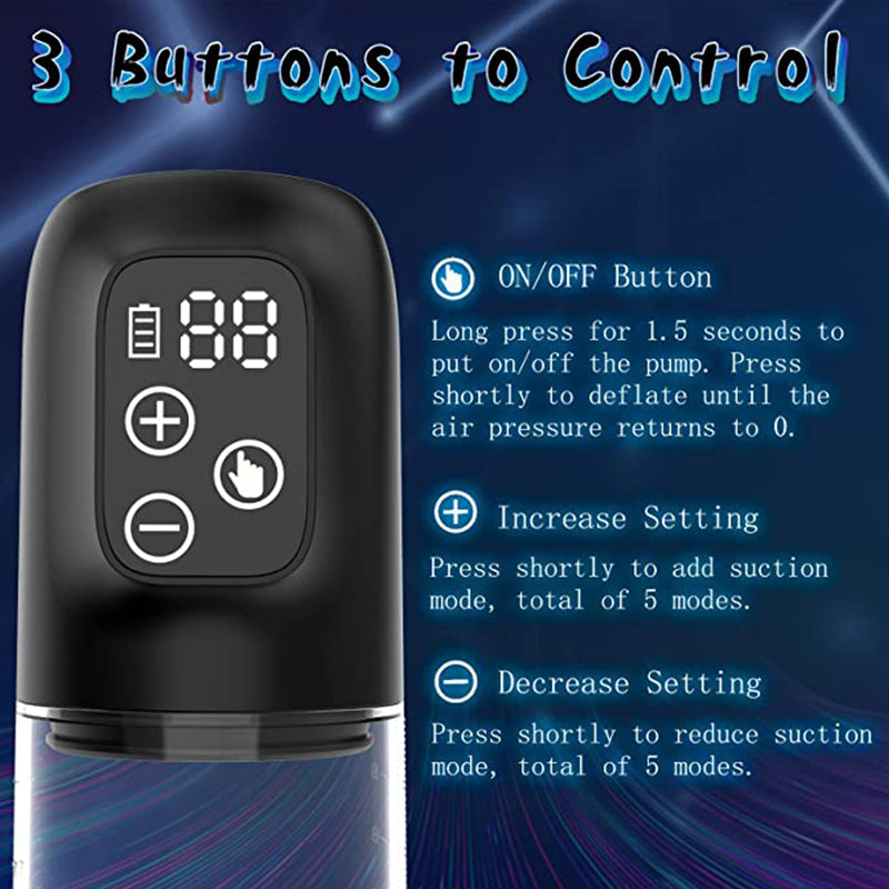 Centerel Electric Vacuum Penis Pump IPX4 Full Waterproof with 6 Sucking Modes Penis Massager Stimulator Penis Enlargement Sex Toy for Stronger Bigger Erections