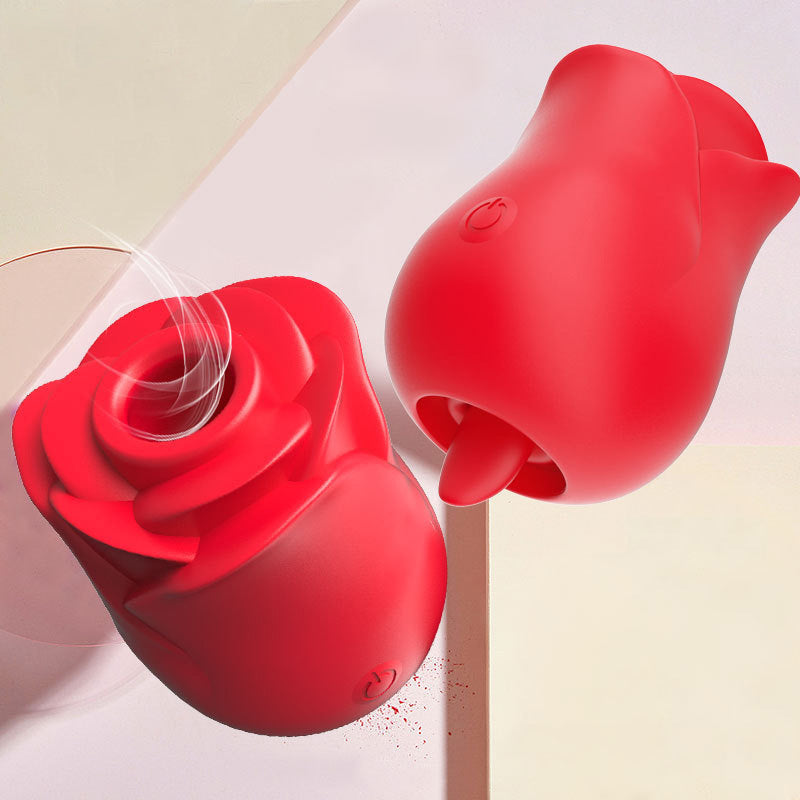 Rose Egg Vibrator Centerel Rose Shape Egg Vibrator Female Massager, Licking Sex Toys Clit G Spot Nipple Clitoris Stimulator Adult-Red