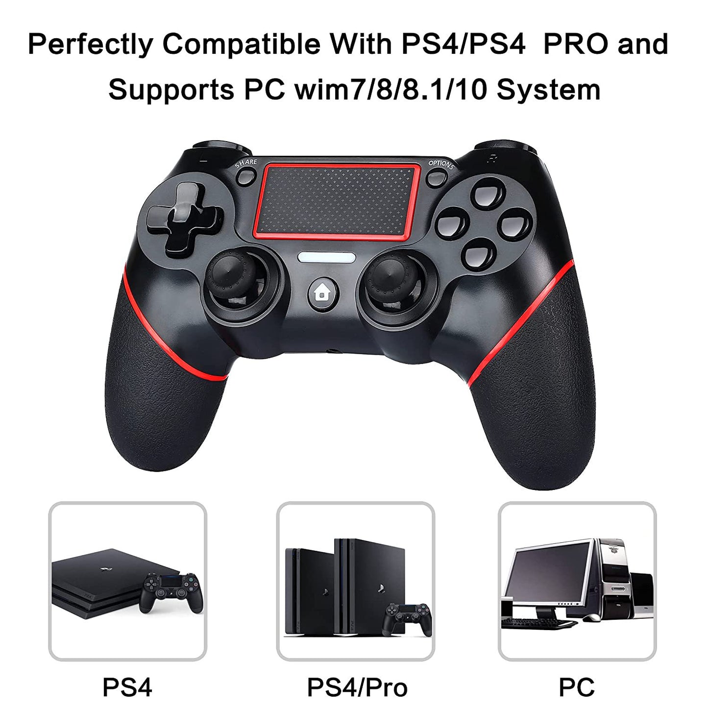 Wireless Game Controller for PS-4/Slim/Pro with LED Indicator Gamepad Remote Joystick