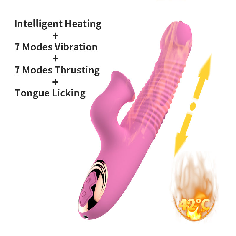 Toy Vibrator for Women, 2 in 1 Clitoral Stimulator Tongue Licking Thrusting G Spot Vibrator with 10 Modes, Adult Sex Toyl for Woman Couples