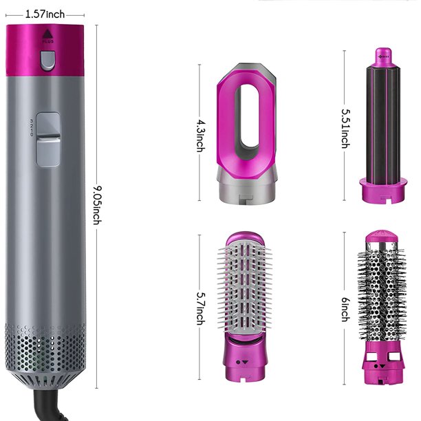 Elecsop 5 in 1 Hair Blower Hot Air Brush, Electric Hair Comb Rotating Hot Air Brush for All Hairstyle