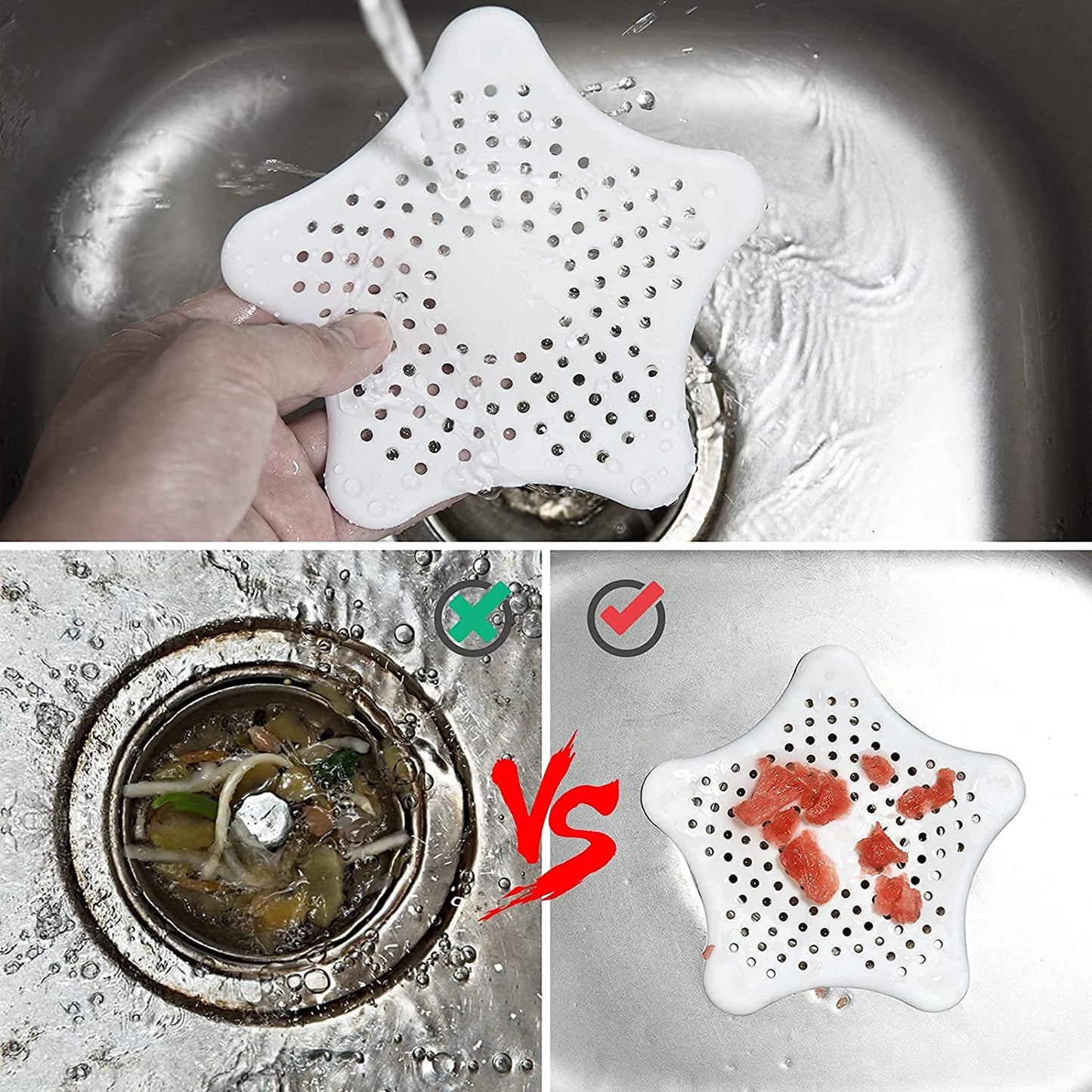 3 Pack Bathroom Drain Hair Catcher Bath Stopper Plug Sink Strainer Filter Shower Covers