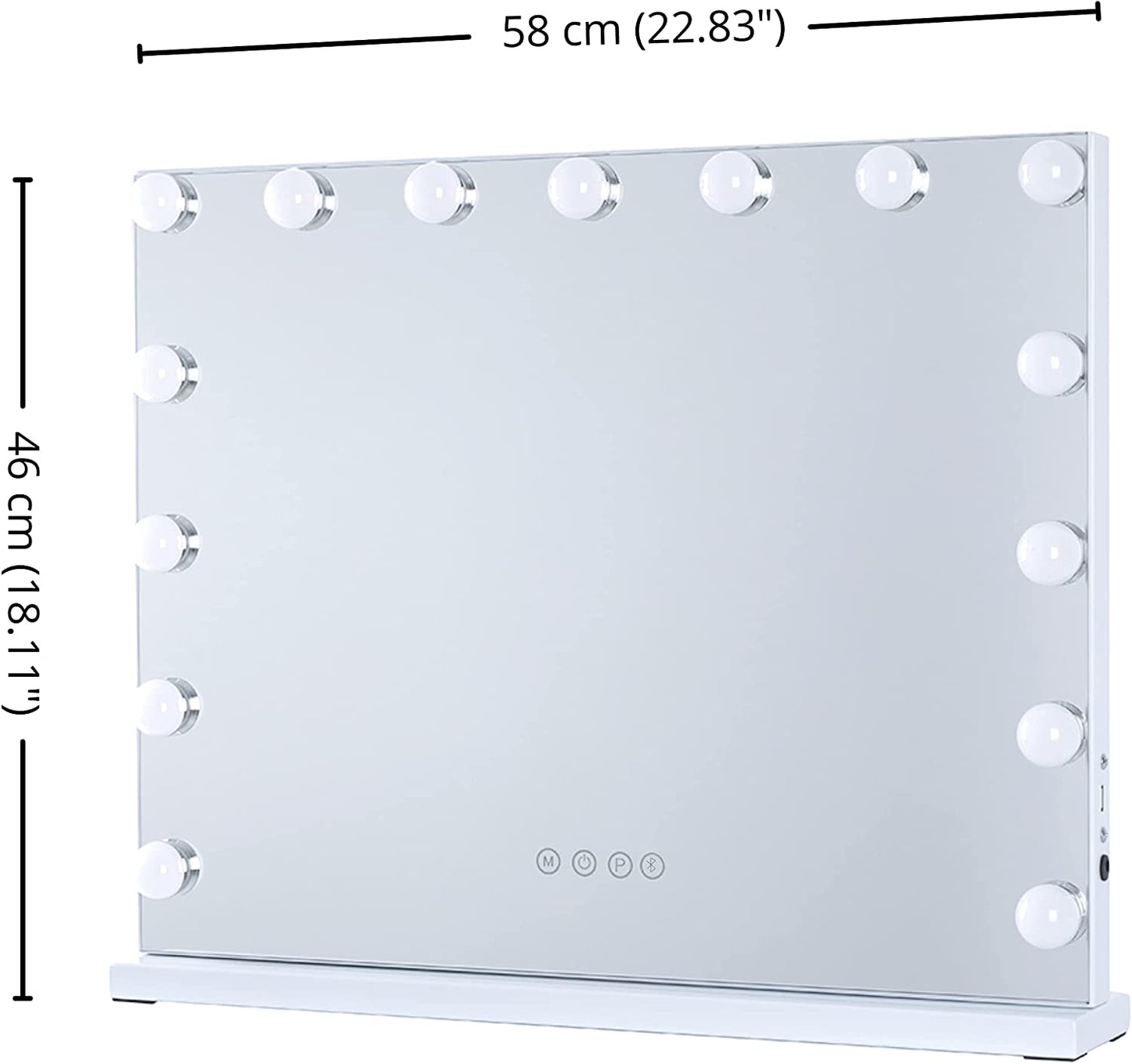 Elecsop Hollywood Vanity Mirror with Lights with Adjustable Brightness, 3 Color Modes & Charge Ports, 22.8x18.1 inch