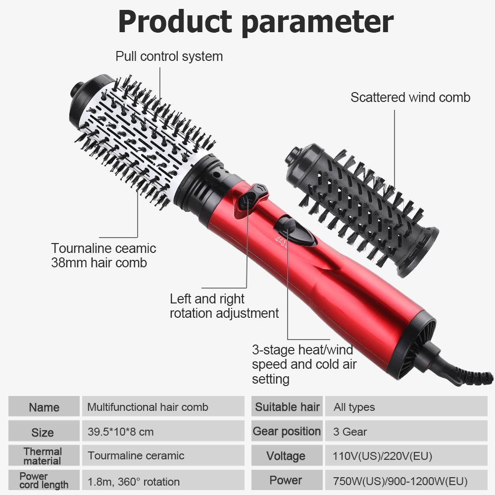 Hair Dryer Brush, Rotating Hot Air Brush, One-Step Hair Dryer And Volumizer, Ceramic Negative Ion Curling Straightening Brush