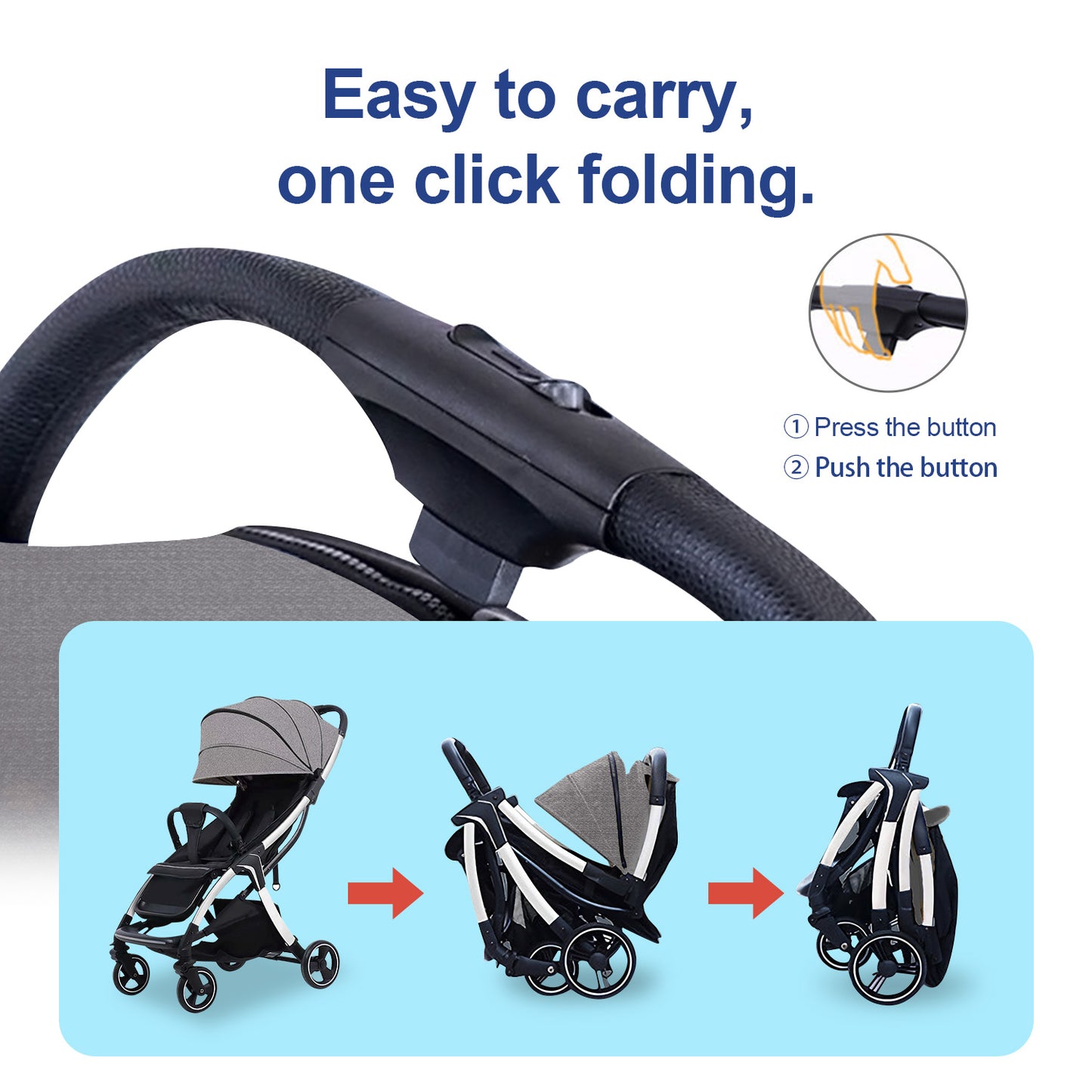 Lightweight Stroller for Toddlers, 2-in-1 Reversible and Reclinable Seat Compact Travel Stroller with Sun Canopy, Easy Carry Stroller with Adjustable Handles & Backrest