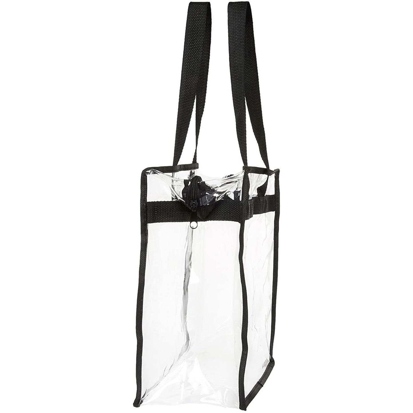 Clear Plastic Tote Bags for Concert, Transparent Shoulder Bag with Zipper, 12x12x6 in, Black