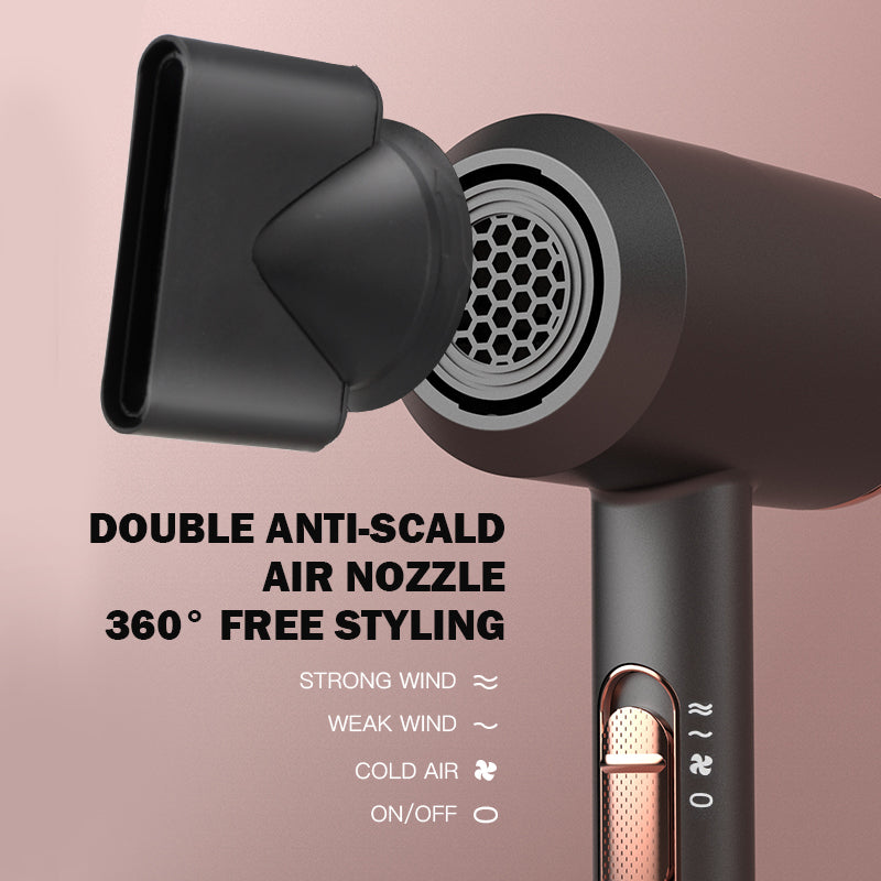 2000W Ionic Hair Dryer, Professional Negative Ion Hair Blow Dryer with Diffuser &2 Nozzles for Curly Hair, Powerful AC Motor, 3 Heating/2 Speed/Cold Settings for Women Men Kids Salon